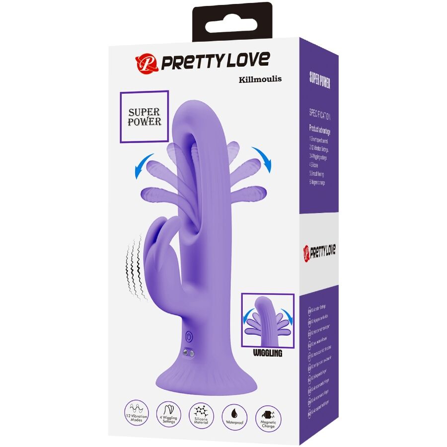 PRETTY LOVE - KILLMOULIS VIBRADOR RABBIT 12 MODOS DE VIBRACIÓN MORADO
