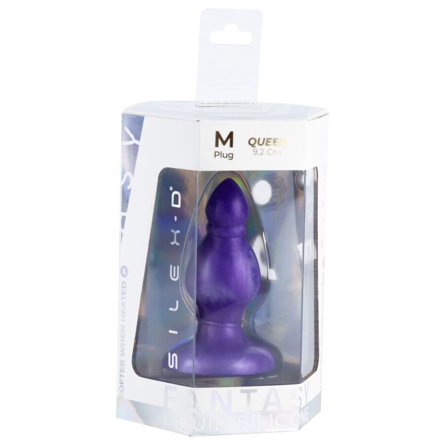 SILEXD - QUEEN PLUG ANAL FANTASY SILICONA LIQUIDA TERMOREACTIVO LILA 9.2 CM