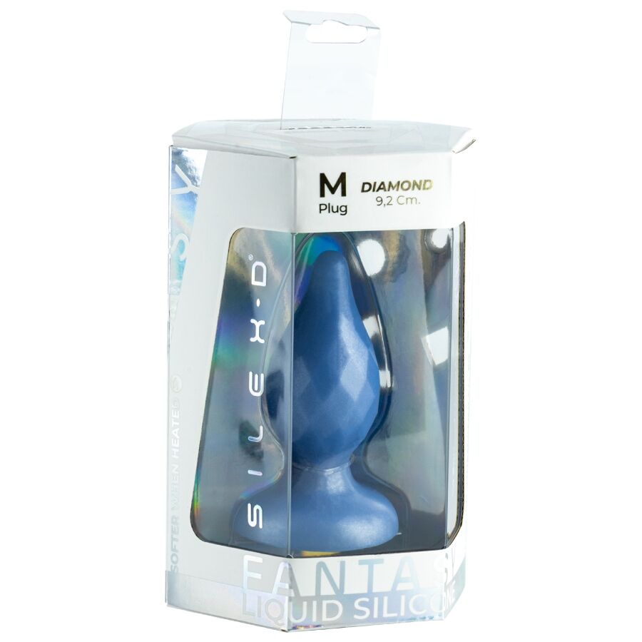SILEXD - DIAMOND PLUG ANAL FANTASY SILICONA LIQUIDA TERMOREACTIVO AZUL PERLA 9.2 CM