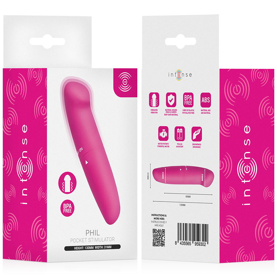 INTENSE - PHIL VIBRADOR PUNTO G ROSA 13 CM