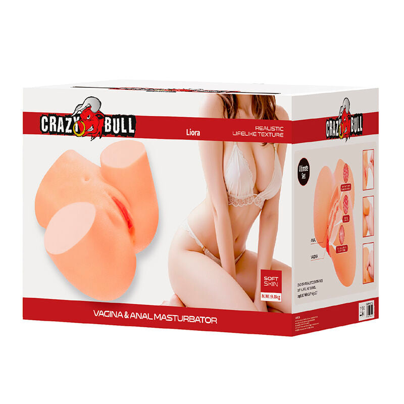 CRAZY BULL - LIORA MASTURBADOR VAGINAL Y ANAL DOBLE XXL CON VIBRACIÓN