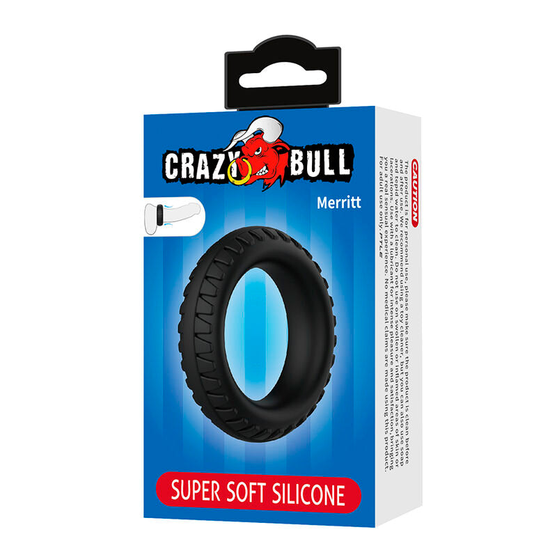 CRAZY BULL - MERRITT ANILLO PARA PENE TEXTURIZADO SILICONA NEGRO
