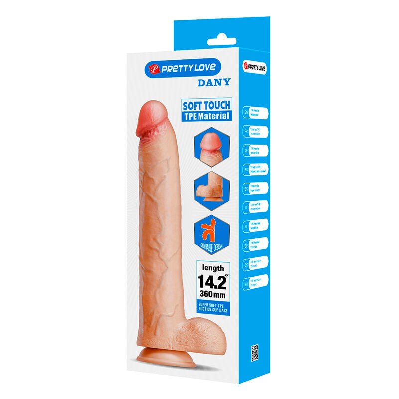 PRETTY LOVE - DANY DILDO REALÍSTICO FLEXIBLE CON VENTOSA 36 CM -Ø- 5,6 CM