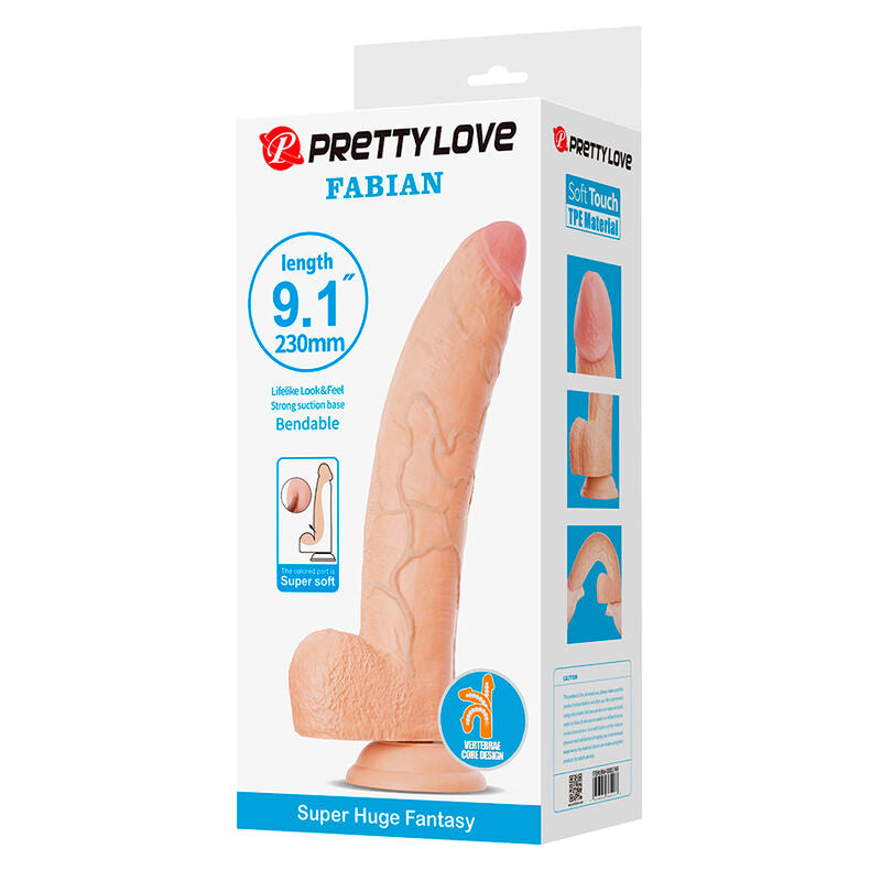 PRETTY LOVE - FABIAN DILDO FLEXIBLE CON VENTOSA CARNE