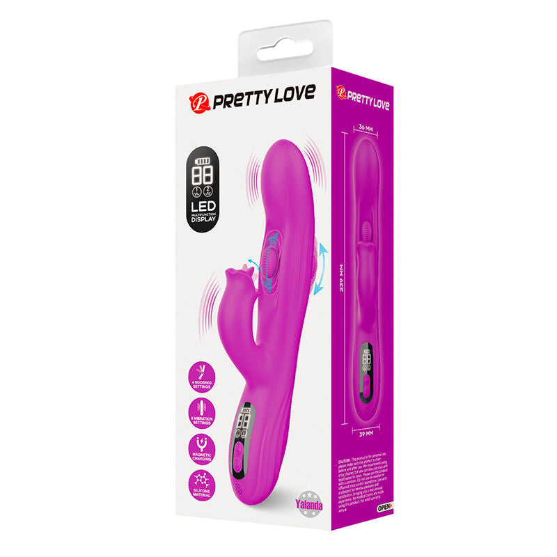 PRETTY LOVE - YALANDA VIBRADOR RABBIT OSCILANTE CON PANTALLA LED MORADO