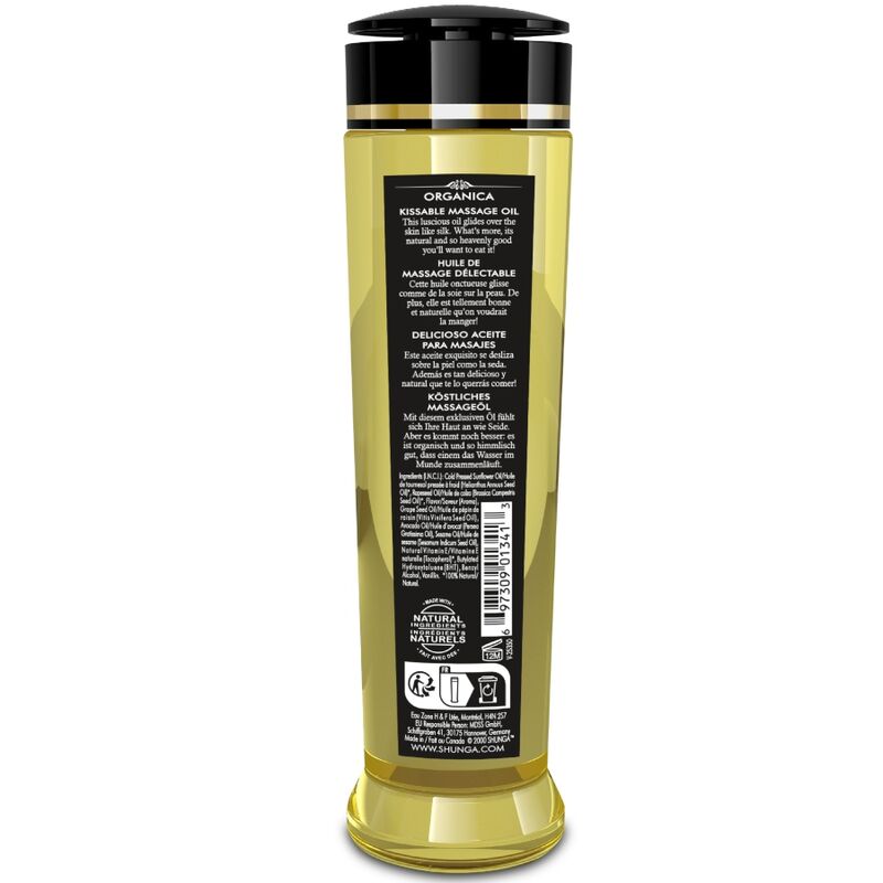SHUNGA - ACEITE DE MASAJE ORGÁNICO FRAMBUESA 240 ML