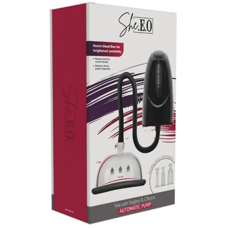 SHE.E.O - BOMBA AUTOMÁTICA DE VACÍO PARA VAGINA Y CLÍTORIS NEGRA