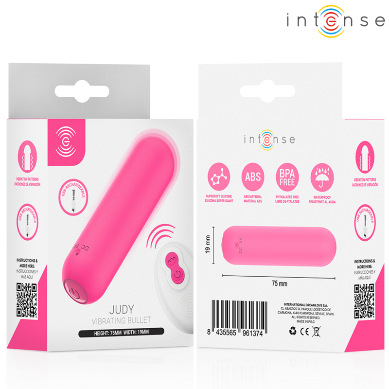 INTENSE - JUDY BALA VIBRADORA RECARGABLE CON CONTROL REMOTO ROSA
