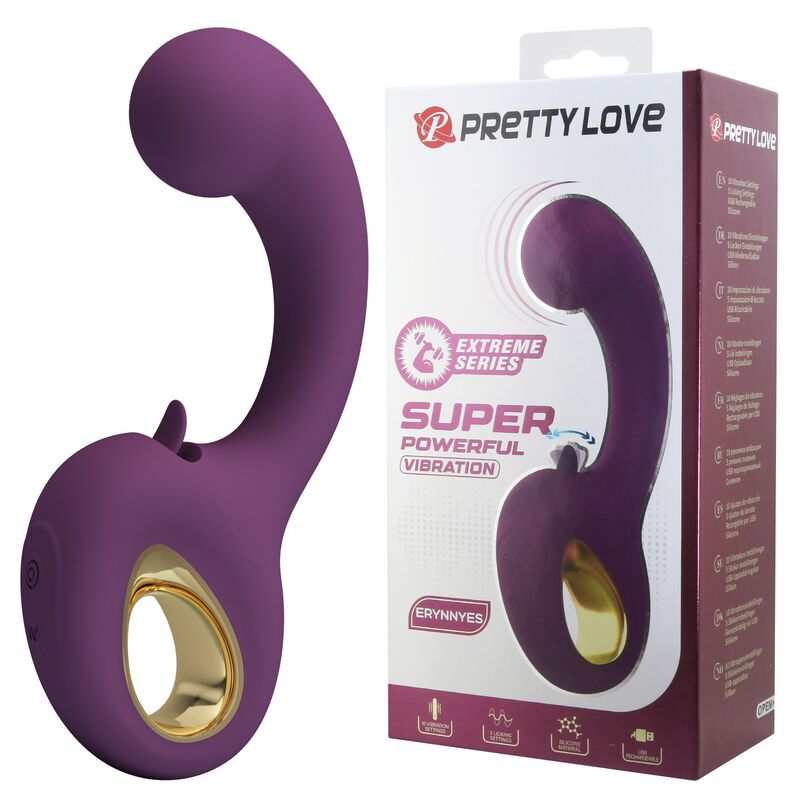 PRETTY LOVE - BRYNNLEE VIBRADOR CON ESTIMULADOR ORAL RECARGABLE 10 VIBRACIONES Y 5 FUNCIONES DE LAMIDO MORADO