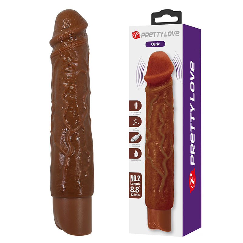PRETTY LOVE - OWEN VIBRADOR REALÍSTICO 22,5 CM Ø 4,5 CM COLOR MARRÓN