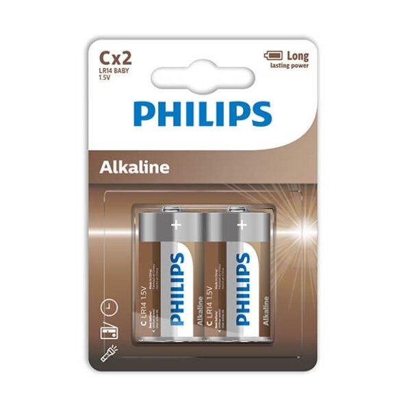 PHILIPS - ALKALINE PILA C LR14 BLISTER*2