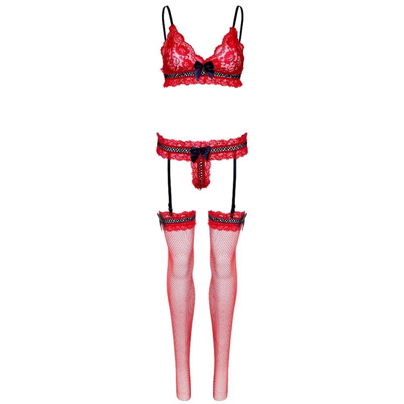 LEG AVENUE - SET TRES PIEZAS DE ENCAJES TALLA UNICA - ROJO