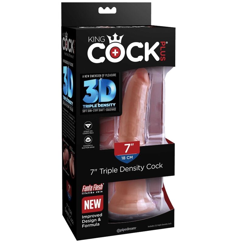 KING COCK - PLUS DILDO 3D TRIPLE DENSIDAD 18 CM