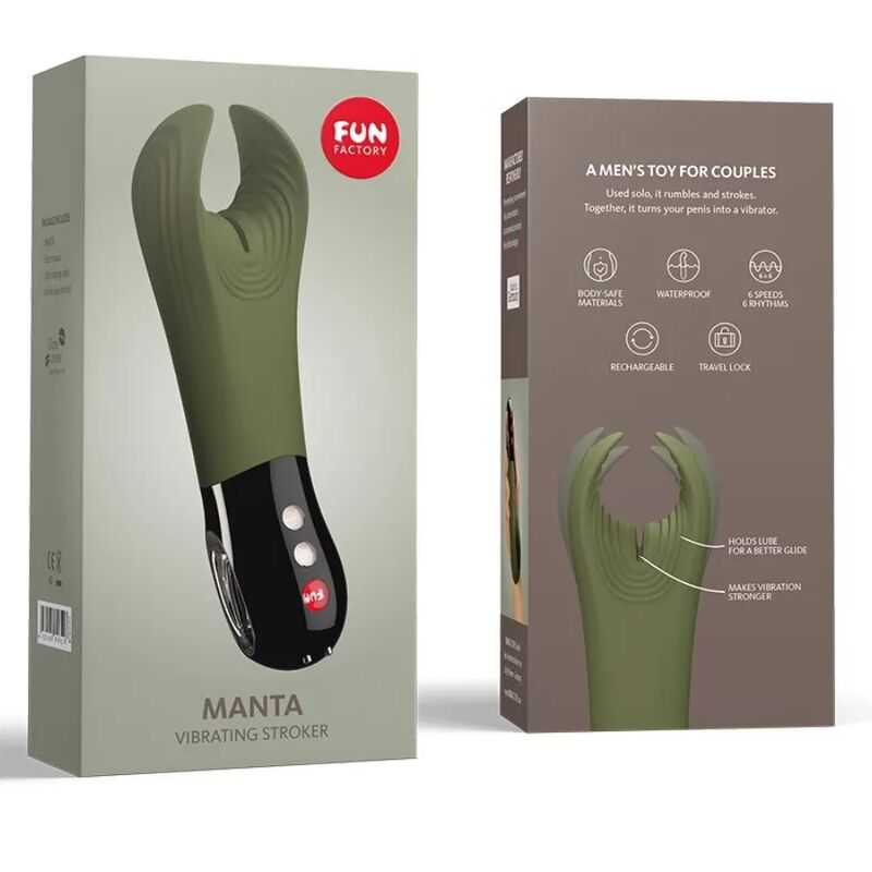 FUN FACTORY - MANTA MASTURBADOR VIBRADOR DEEP MOSS GREEN & NEGRO