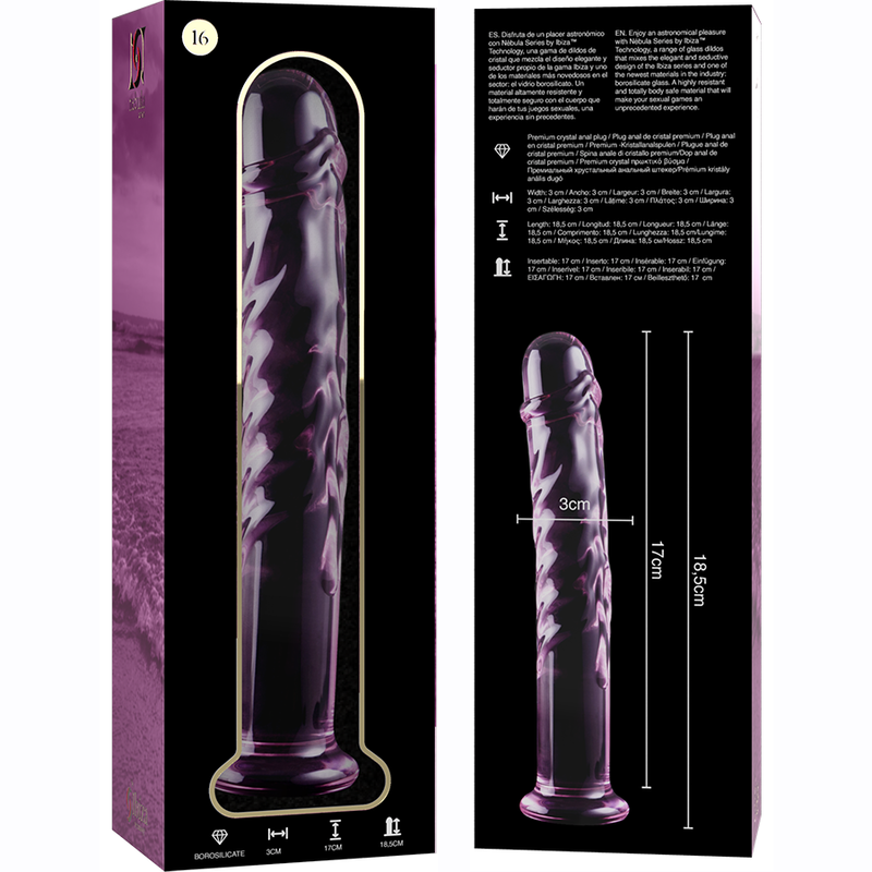 NEBULA SERIES BY IBIZA - MODELO 16 DILDO CRISTAL BOROSILICATO TRANSPARENTE 18.5 CM -O- 3 CM