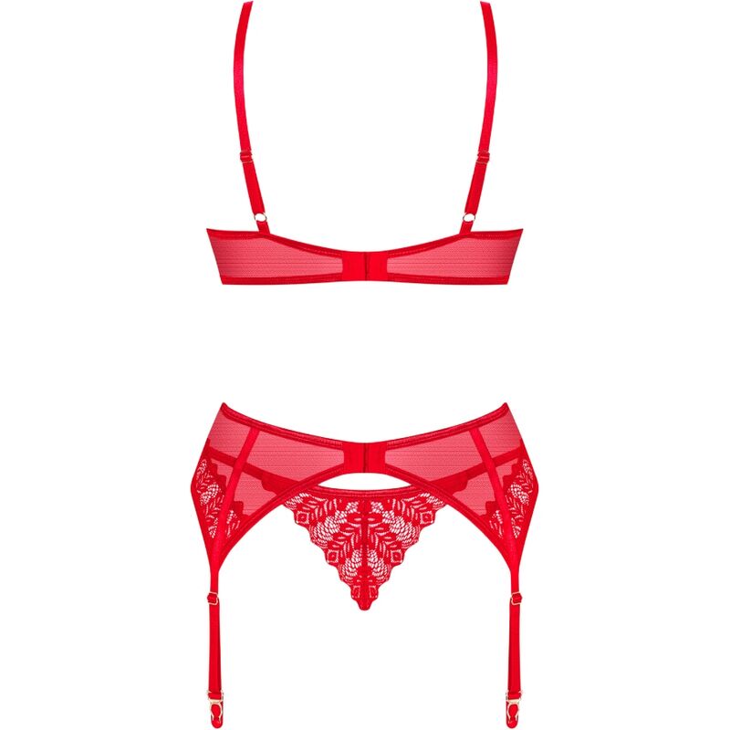 OBSESSIVE - INGRIDIA SET DOS PIEZAS CROTCHLESS ROJO XL/XXL