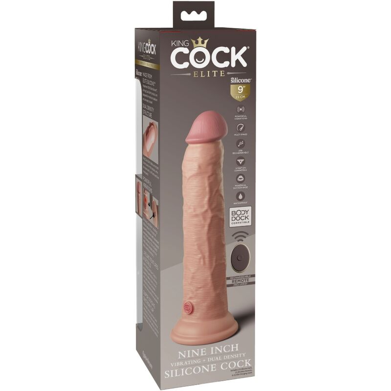 KING COCK - ELITE DILDO REALISTICO VIBRADOR & SILICONA CONTROL REMOTO 23 CM