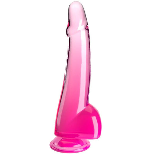 KING COCK - CLEAR DILDO CON TESTICULOS 19 CM ROSA