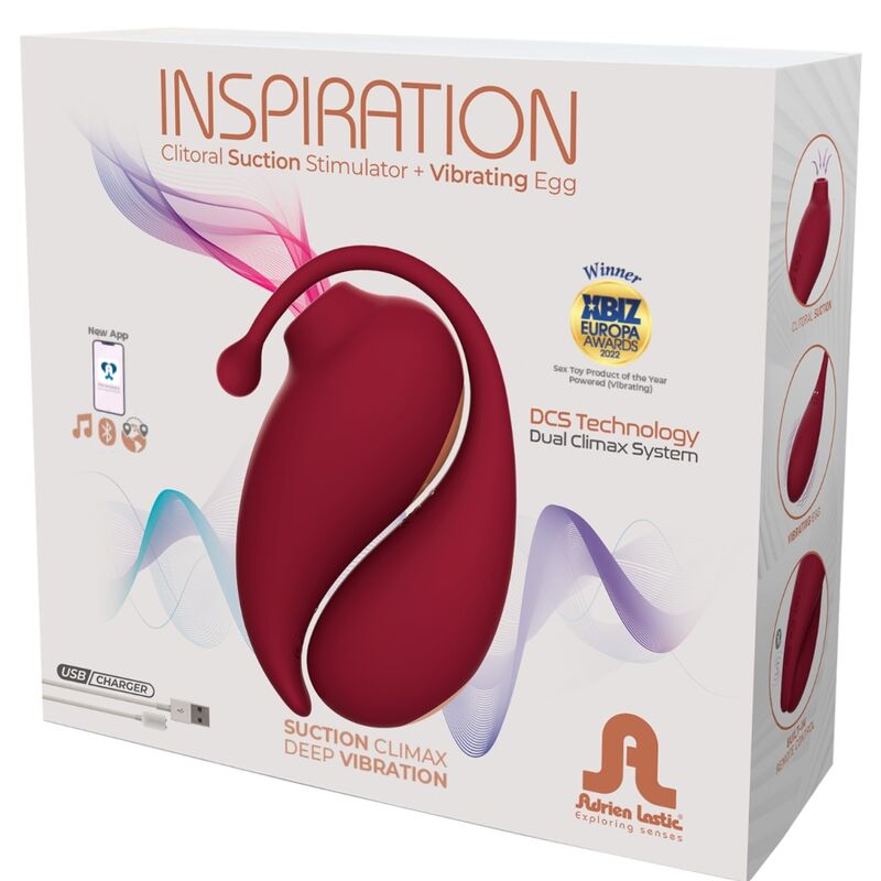 ADRIEN LASTIC - INSPIRATION SUCCIONADOR CLITORIS + HUEVO VIBRADOR ROJO - APP GRATUITA