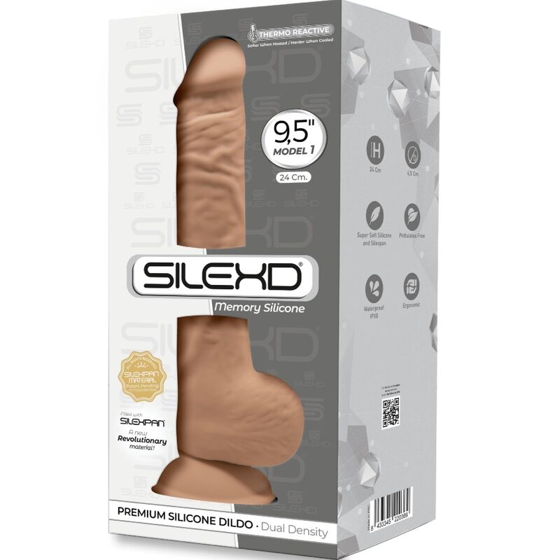 SILEXD - MODELO 1 PENE REALISTICO SILICONA PREMIUM SILEXPAN CARAMELO 24 CM