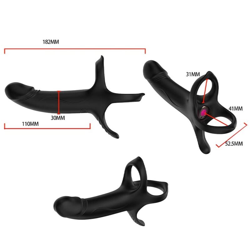 ARMONY - DILDO CON ANILLO & VIBRADOR CONTROL REMOTO NEGRO