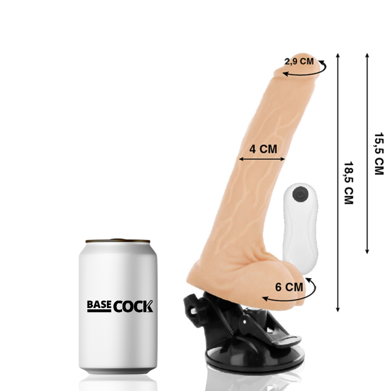 BASECOCK - VIBRADOR ARTICULABLE CONTROL REMOTO NATURAL 18.5 CM -O- 4 CM