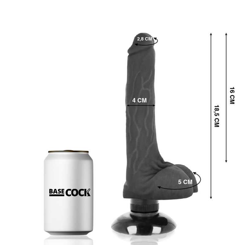 BASECOCK - VIBRADOR REALISTICO 2-1 NATURAL 18.5 CM -O- 4 CM