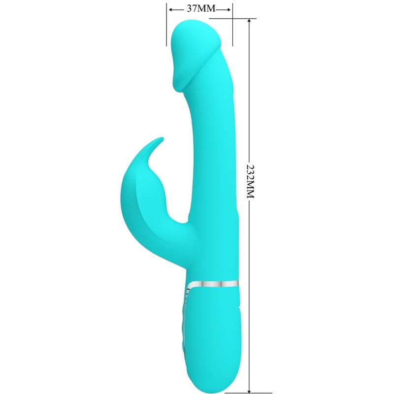 PRETTY LOVE - KAMPAS VIBRADOR RABBIT 3 EN 1 MULTIFUNCIÓN CON LENGUA VERDE AGUA