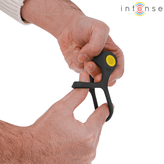 INTENSE - ALEX ANILLO DOBLE VIBRADOR PENE 10 VIBRACIONES NEGRO