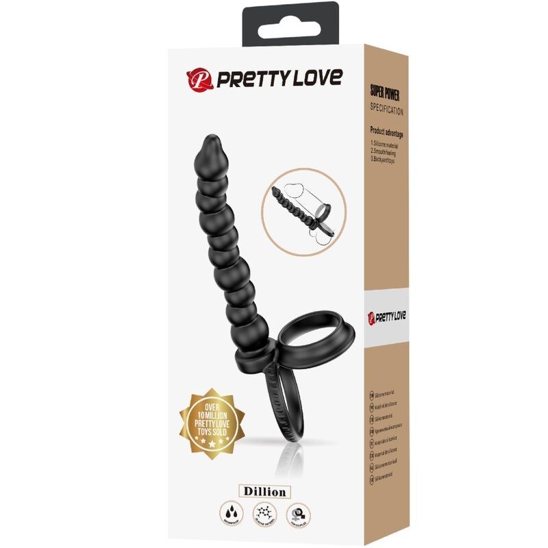 PRETTY LOVE - DILLION ANILLO PENE PARA DOBLE PENETRACIÓN NEGRO