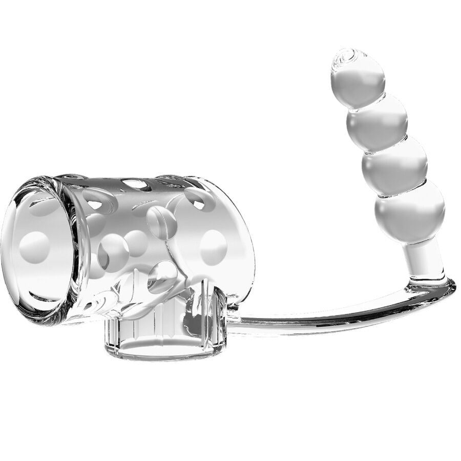PRETTY LOVE - FUNDA PARA PENE CON PLUG ANAL TRANSPARENTE