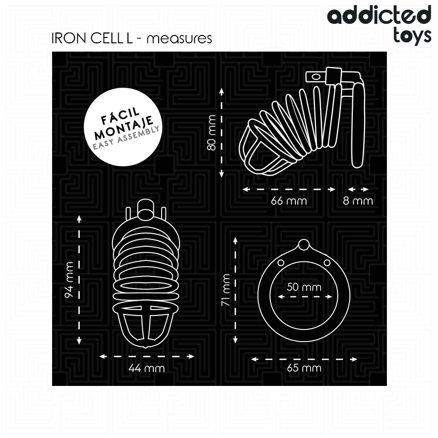 ADDICTED TOYS LOCKED - IRON CELL JAULA PARA PENE DE METAL 5 CM TALLA L