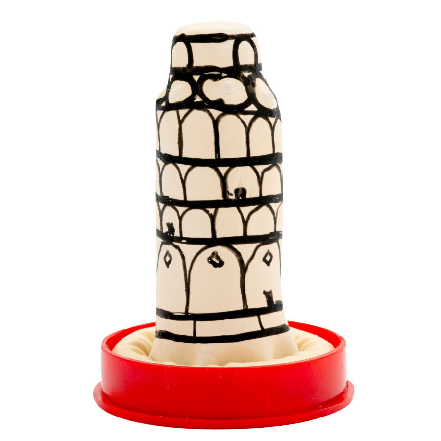CONDOMERIE - PRESERVATIVO DECORATIVO PINTADO A MANO TORRE DE PISA