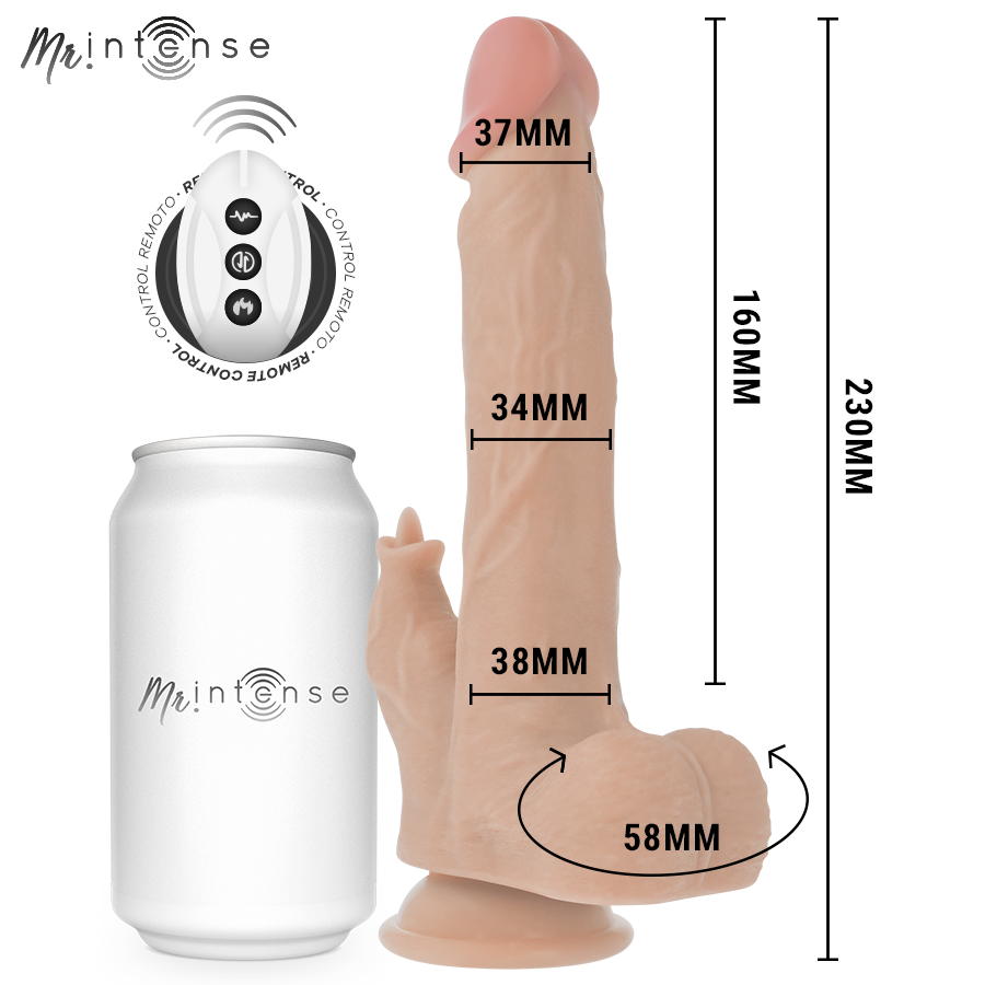 MR INTENSE - REDFORD REALÍSTICO MULTIFUNCIÓN CON VIBRACIÓN Y UP AND DOWN CONTROL REMOTO 23 CM -O- 3.5 CM