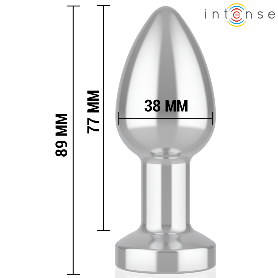 INTENSE - PLUG ANAL TALLA M DE METAL VIBRADOR CON LUCES LED MULTICOLOR Y CONTROL REMOTO