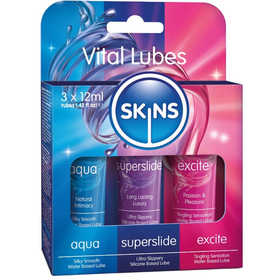 SKINS - VITAL LUBES KIT LUBRICANTES AQUA, SUPERSLIDE & EXCITE 3 x 12 ML