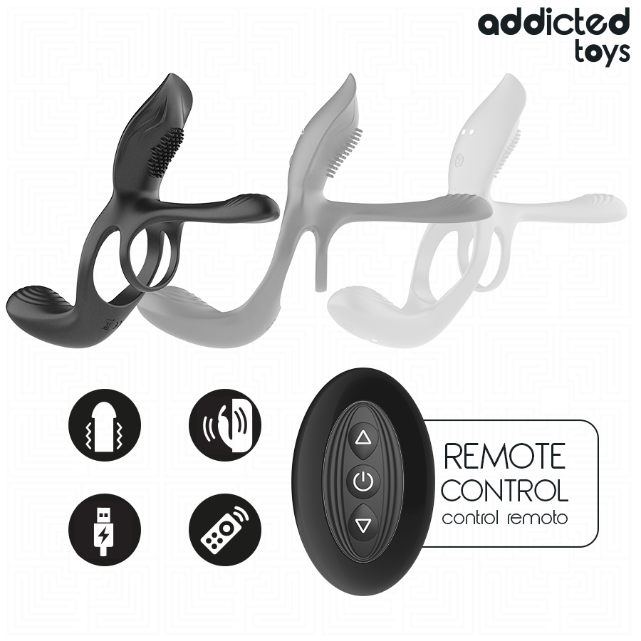 ADDICTED TOYS - ANILLO DOBLE PARA EL PENE CON ESTIMULADOR DE CLÍTORIS