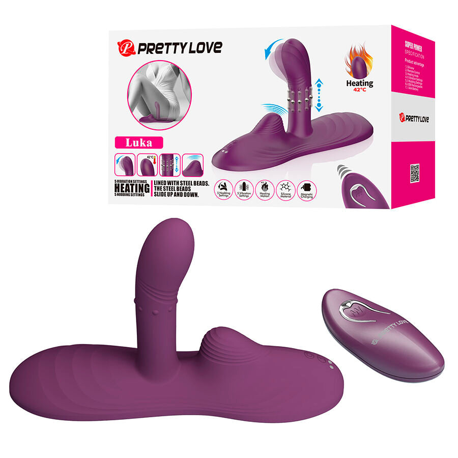 PRETTY LOVE - LUKA SIT-DOWN VIBRADOR CON EFECTO CALOR Y CONTROL REMOTO