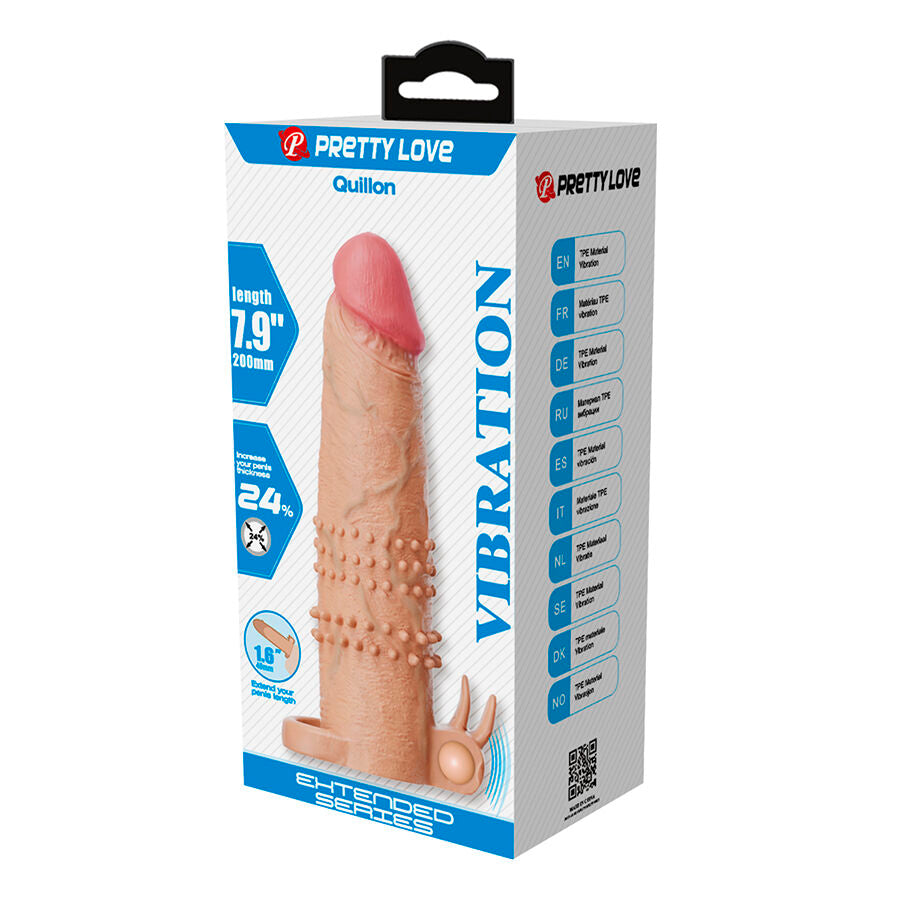 PRETTY LOVE - QUILLON FUNDA PARA PENE CON ESTIMULADOR DE CLÍTORIS Y VIBRACIÓN