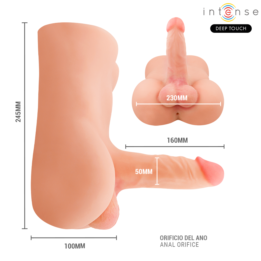 INTENSE DEEP TOUCH - DAMIEN TORSO CON DILDO REALÍSTICO CON EMPUJE Y VIBRACIÓN CONTROL REMOTO 3.5 KG