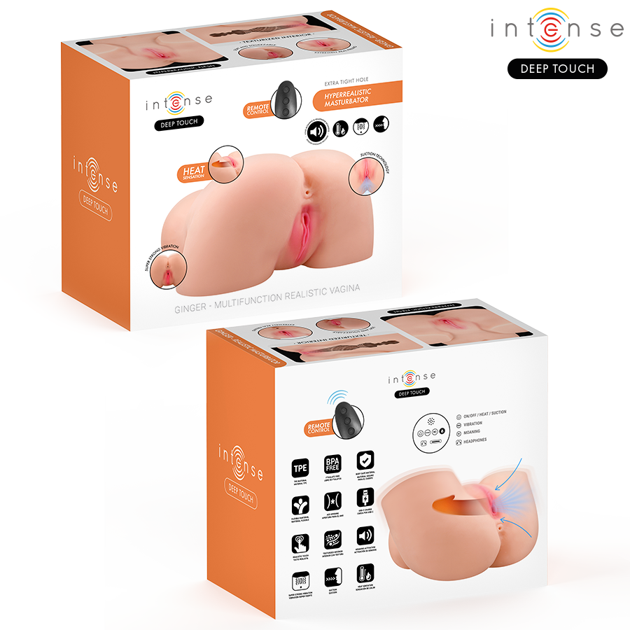 INTENSE DEEP TOUCH - GINGER MASTURBADOR VAGINA CON EFECTO SUCCIÓN, CALOR, VIBRACIÓN Y VOZ CON CONTROL REMOTO 5.3 KG