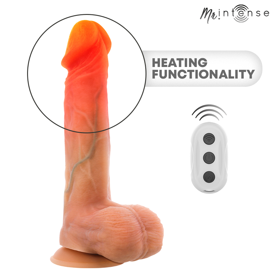 MR INTENSE - LOGAN DILDO VIBRADOR SILICONA CON EFECTO CALOR Y CONTROL REMOTO 20 CM -Ø- 4.1 CM