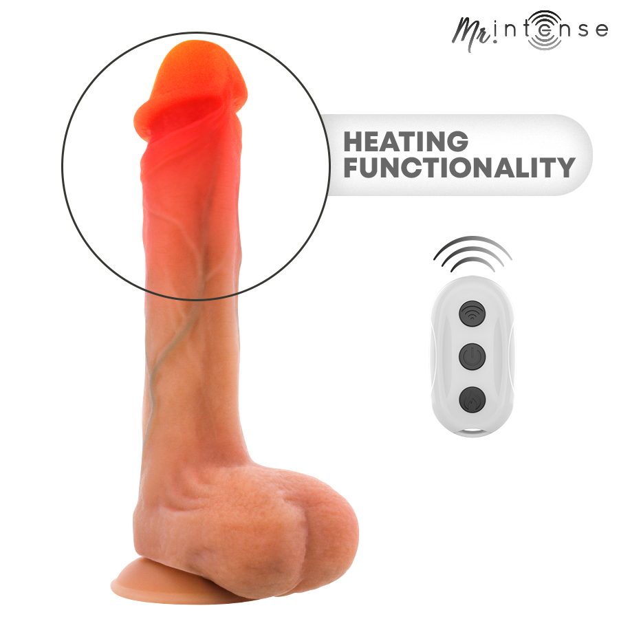 MR INTENSE - BRADLEY DILDO VIBRADOR SILICONA CON EFECTO CALOR Y CONTROL REMOTO 21 CM -Ø- 4.2 CM