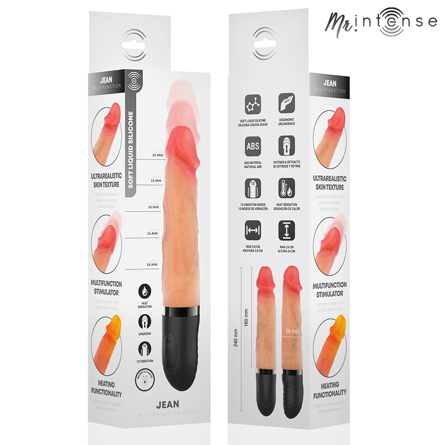 MR INTENSE - JEAN VIBRADOR UP&DOWN SILICONA CON EFECTO CALOR 24 CM -Ø- 3.8 CM