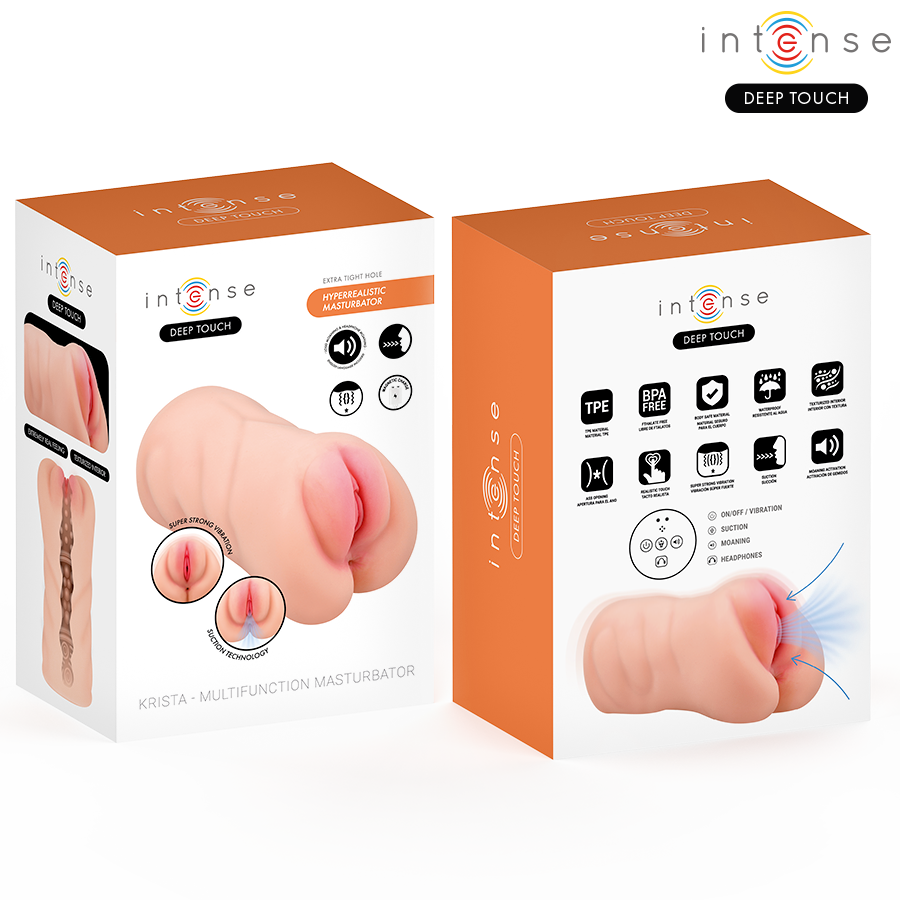 INTENSE DEEP TOUCH - KRISTA MASTURBADOR VAGINA CON EFECTO SUCCIÓN, VIBRACIÓN Y VOZ 1.2 KG