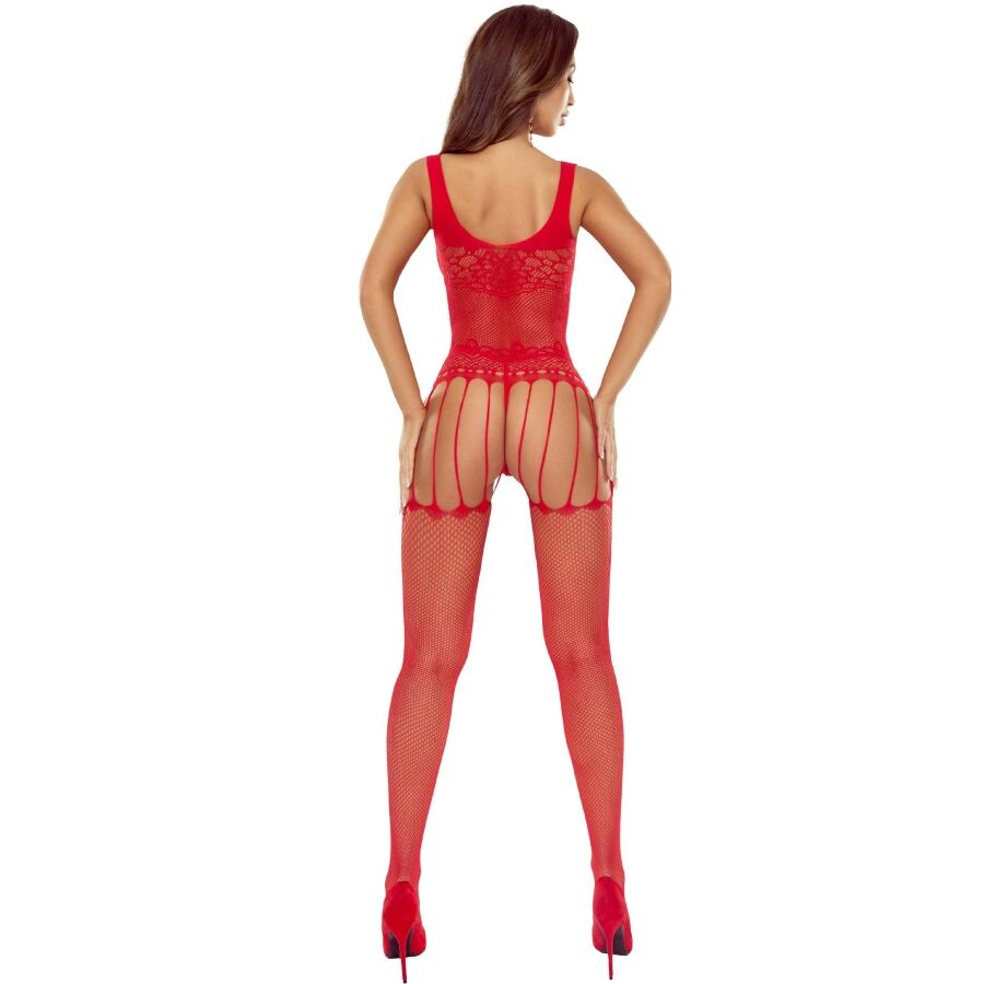 PASSION - BS119 BODYSTOCKING FLORAL ROJO