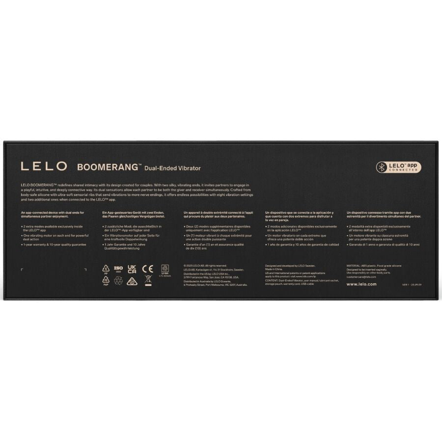 LELO - BOOMERANG VIBRADOR DE DOBLE EXTREMO CEREZA