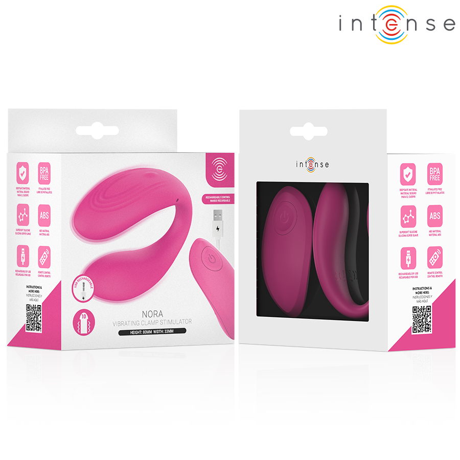 INTENSE - NORA ESTIMULADOR DE PINZA CON VIBRACIÓN ROSA