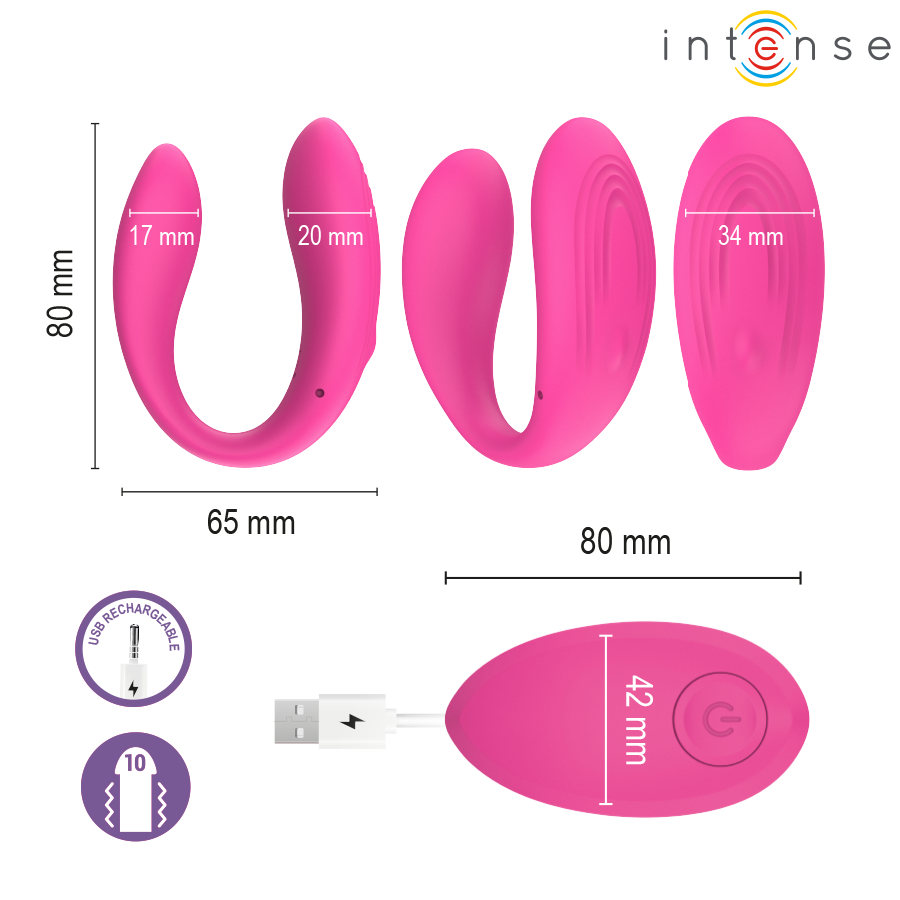 INTENSE - NORA ESTIMULADOR DE PINZA CON VIBRACIÓN ROSA