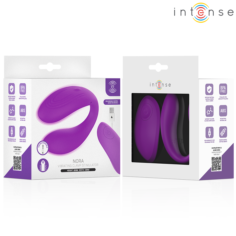 INTENSE - NORA ESTIMULADOR DE PINZA CON VIBRACIÓN MORADO
